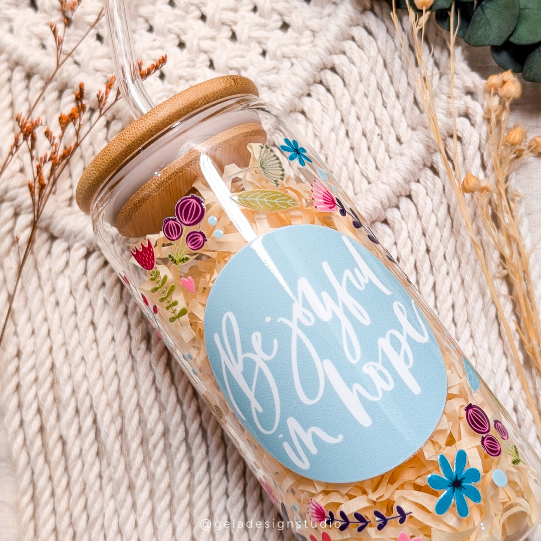 Be Joyful In Hope Glass Can
