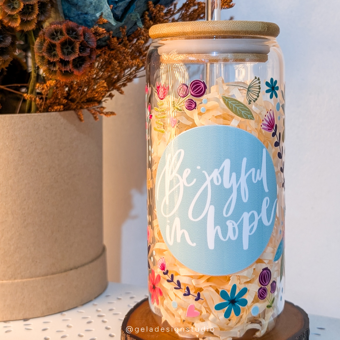 GDS Glass Can – Be Joyful in Hope