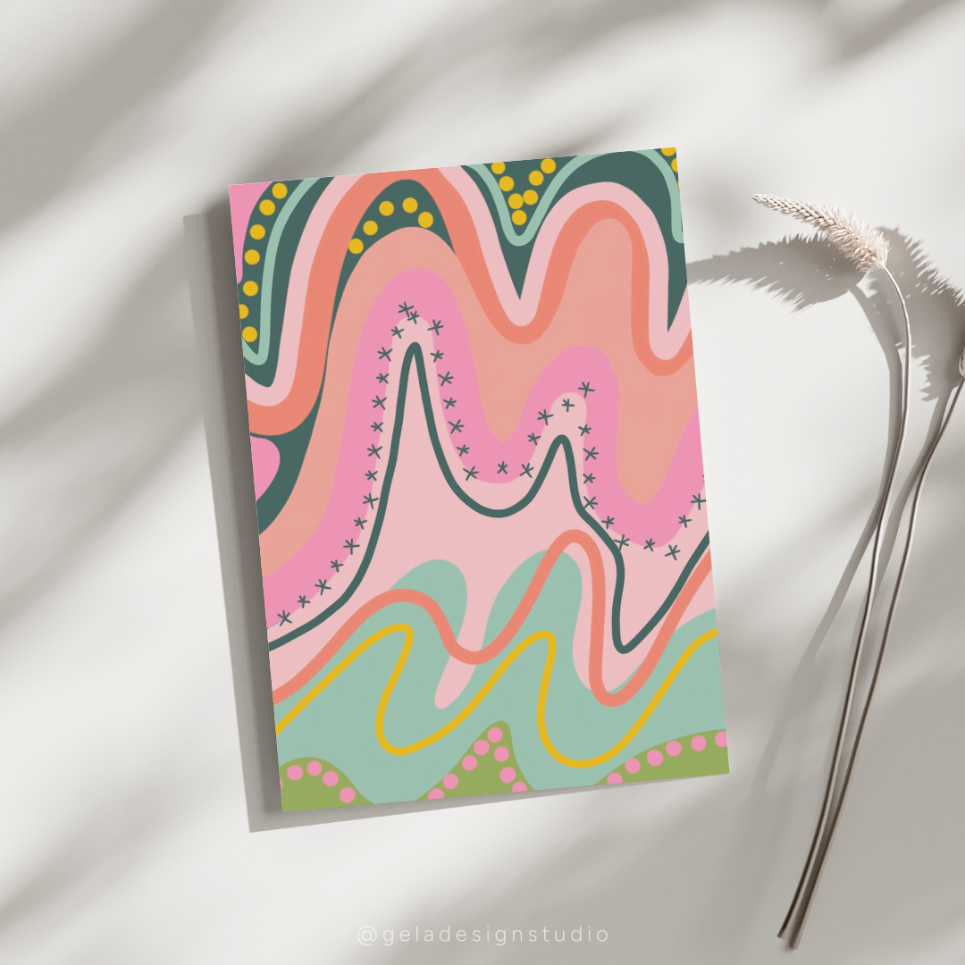 Pink Abstract Greeting Card - Image 3
